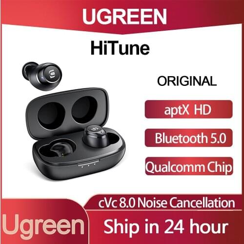 UGREEN HiTune TWS Earphones Wireless Bluetooth 5.0 Headphones Qualcomm Chip AptX HD Noise Cancellation Earbuds Dual- Mode Play