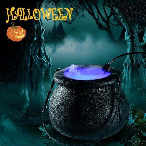 Halloween Smoke Machine LED Humidifier Color Changing Decor Halloween Party DIY Scene Layout Prank Toy Cauldron Mist Maker