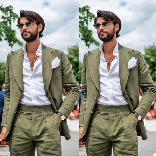 Vintage Men Tuxedos Metro Peaked Lapel Solid Two Buttons Blazer Custom Made Wedding Party Daily Casual Suits 2 Pieces