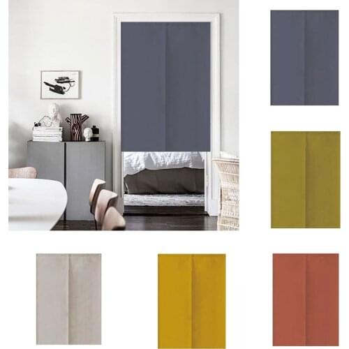 Japanese Pure Color Cotton Linen Partition Curtain Living Room Kitchen Door Curtain Blackout Cloth Curtain