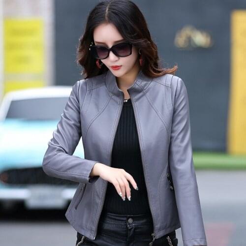 Short Faux 2020 Women Black Leather Jacket Spring Autumn Plus Size Slim Abrigo Mujer Pph577