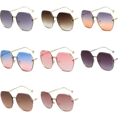 Women Sunglasses Rimless Sun Glasses Trimming Goggles Anti-UV Spectacles Gradient Lens Eyeglasses Ornamental A