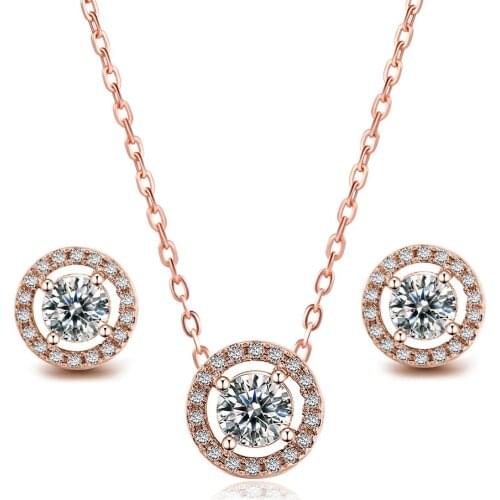 Classic Jewelry Sets For Women Round Micro Mosaic Cubic Zirconia Wedding Party 2pcs Necklace Earrings Fashion Jewelry S423 S431