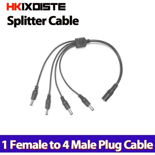 1 DC female to 4 male connector wire DC power Power Splitter Adapter Cable LED DC Connector for LED Strips Pack free shipping