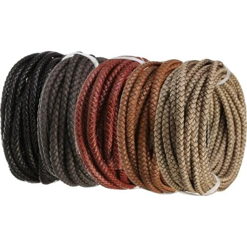 1m/lot 6mm Brown Braided Leather Cord Rope Fit Necklaces Bracelets Findings Leather Thread DIY Jewelry Making