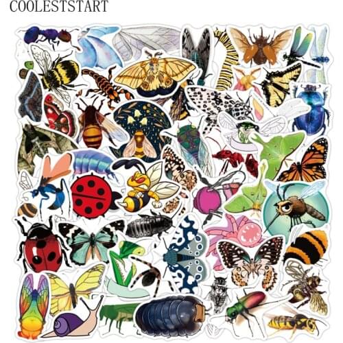 10/50 PCS Nature Insect Stickers Animal Butterfly Spider DIY Waterproof Decals Kids Toy Phone Luggage Laptop Car Sticker