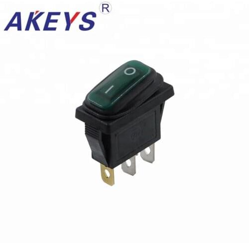 10PCS KCD3-101FS-N 3 pins 2 Position Waterproof ON-OFF rocker switch with Green light
