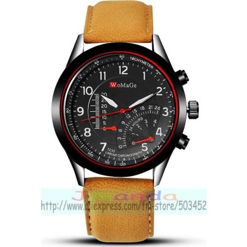 100pcs/lot womage-1232 new arrival men leather watch womage brand man sport casual watch wrap quartz wristwatch for unisex