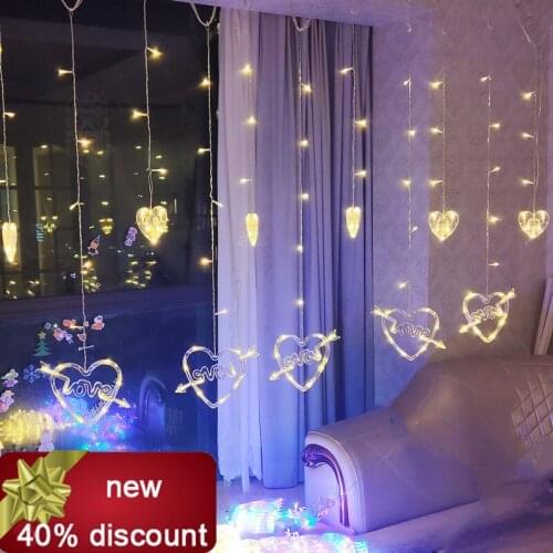 2.5M 138LED EU Plug Heart shaped curtain light fairy string Christmas garland lights for Christmas party wedding decoration lamp