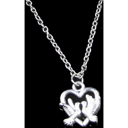 20pcs 18*15mm Heart Lover Dove Pendant Necklace Short Long DIY Handmade Pendant Necklace Women Men Fashion Jewelry Gift