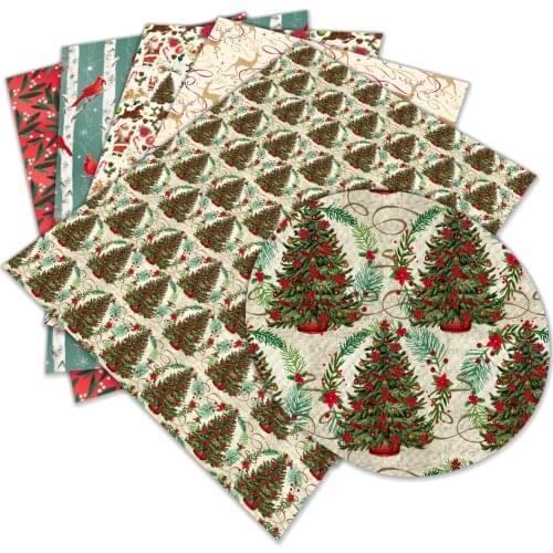 30*136cm Christmas Tree Bird Deer Faux Synthetic Leather DIY Clothing Bow Accessories Decoration