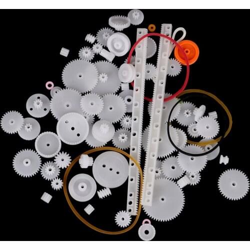 75PCS/set Plastic Gear Rack Pulley Belt Worm Gear Single-and Double-Gear Teeth For Toy Car DIY Kit