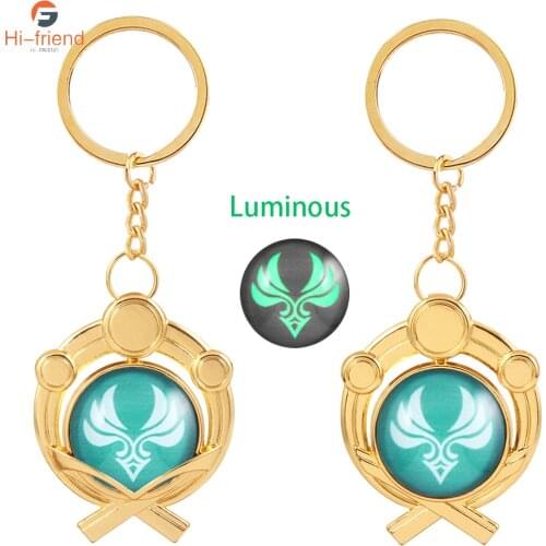 Anime Genshin Impact Lnazuma Vision Ganyu Keqing Wendi Keychain Eye Of Original God Luminous 7 Element Weapons Toy KeyRing
