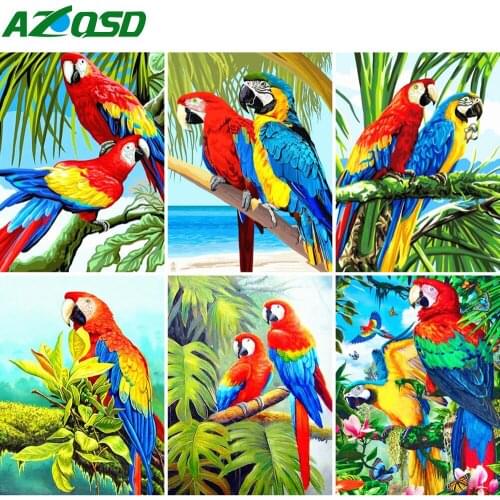 AZQSD Full Square Diamond Embroidery Parrot Mosaic Rhinestones Diamond Painting Animal Cross Stitch Needlework Home Decor