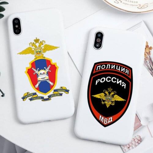 Russia National Police Logo Phone Case For iphone 12 11 Pro Max Mini XS 8 7 6 6S Plus X SE 2020 XR Candy white Silicone cover