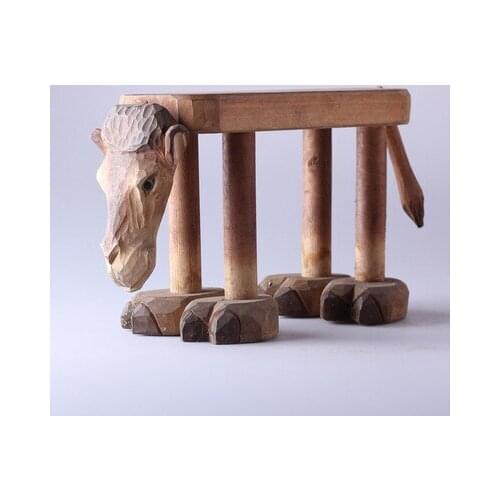 WOOD HIPPO MINIATURE FIGURINES OFFICE ROOM DECORATIONS KIDS TOYS OFFICE SUPPLIES PEN Animal baby stool small bench Hand Carved