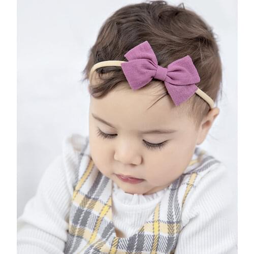 Baby Headband Bow Headbands For Girl Corduroy Head Band Thin Nylon Hairband Newborn Kids Toddler Hair Accessories Spring Summer