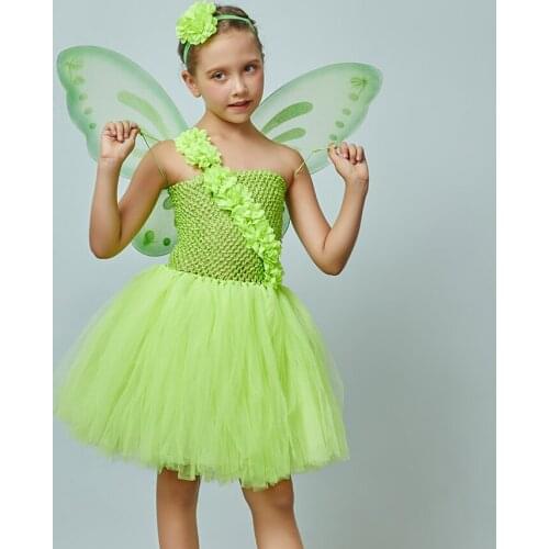Baby Green Fairy TUTU Dress Girls Princess Dreeses Fancy Halloween Costumes Cosplay Outfits Carnival Party Disguise Photo Props