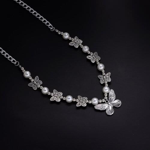 Gothic Butterfly Pendant Necklace for Women Choker Aesthetic Grunge Chain accessories IGIRL Indie Collar Jewelry Friends Gift