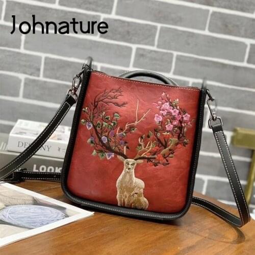 Johnature Women's Bags With Embroidery