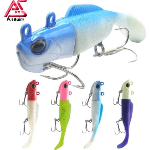 AS Swim Bait Wobbler Soft Silicone Lure 28g35g42g50g Lead Head Fishing Bait Glow Bass Perch Worm Rubber T-tail Cast Spoon Jig