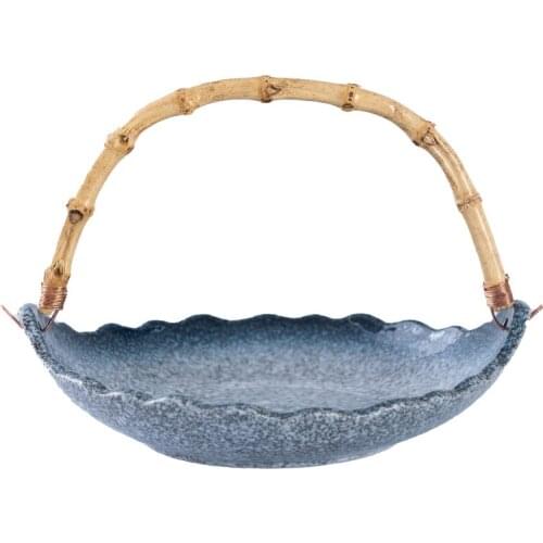 Ceramic Bamboo Hanging Plate Fruit Plate Living Room Coffee Table Household Tableware Dried Fruit Plate Snacks Home Decoration