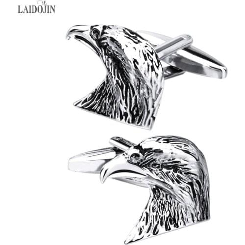 LAIDOJIN Mens Shirt Cufflinks High Quality Brass Cuff buttons Animal Eagle Cuff links Brand for Mens Fine Gift Jewelry