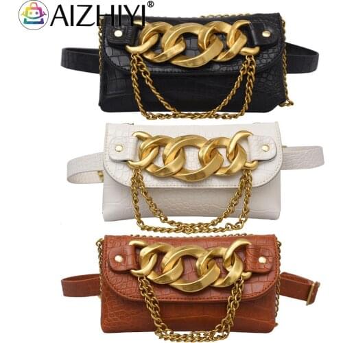 Fashion Women Alligator Pattern PU Leather Waist Belt Bag Small Phone Pouch Purse Ladies Fanny Pack Thick Crossbody Chest Bags