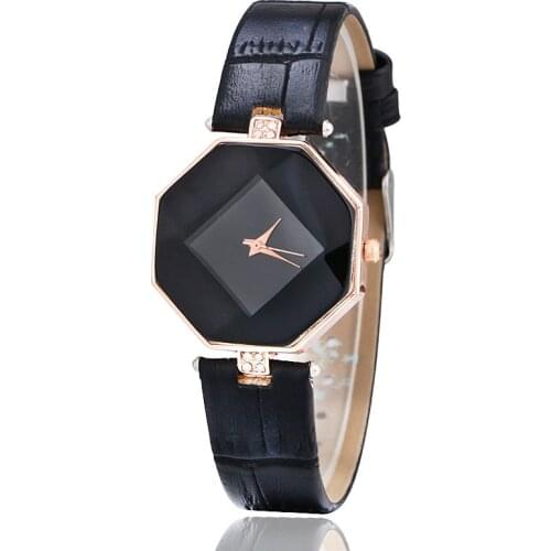 Fashion Casual Wristwatches Irregular Dial Red Crystal Ladies Hodinky Women Girl Quartz Watch Leather Band Reloj Mujer Drop ship