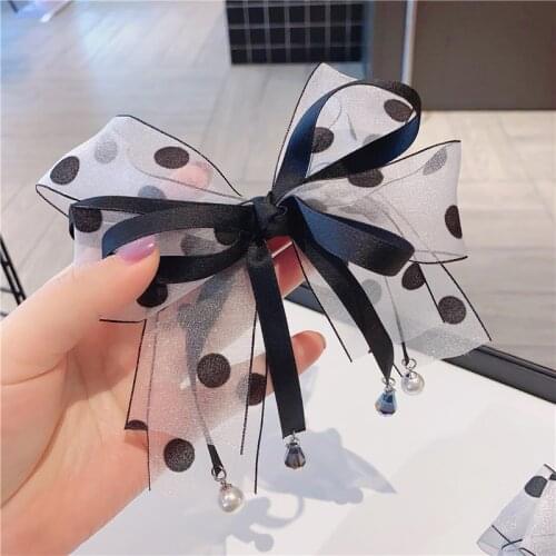 Fashion Fabric Ribbon Hairgrips Yarn Dot Bow Hairpins for Hair Women Girls Bows Hair Clips Barrettes Hair Accessories Headpiece