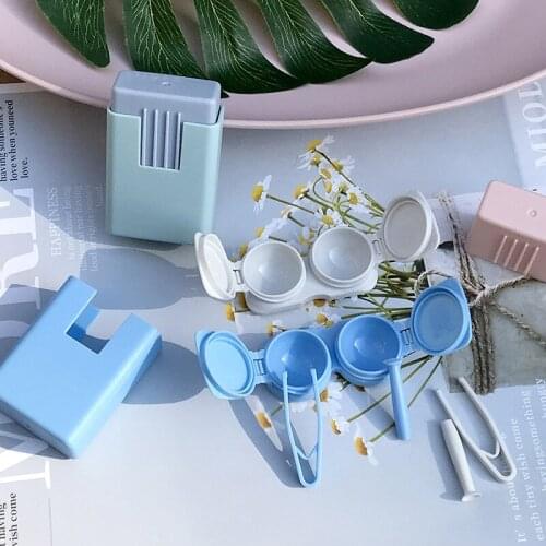 Fashion Patchwork Eyes Care Contact Lens Case Travel Kit Travel Accessaries Men Women Contact Lenses Container Box Portable