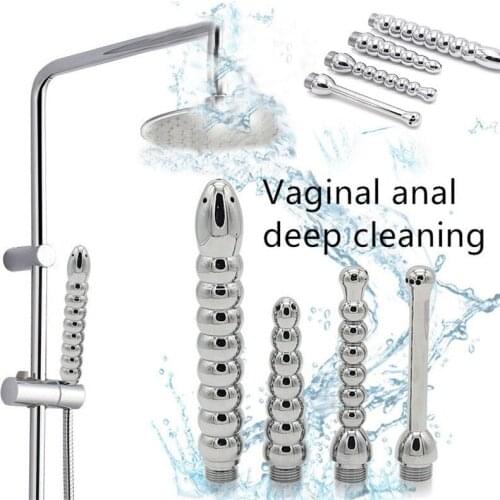 New Stainless steel bidet faucets rushed anal douche shower Cleaning enema vaginal Cleaner Butt Plug adult erotic anal sex toys