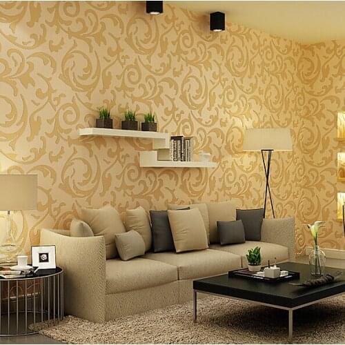 Wholesale European 3d wallpaper rolls papel de parede flocking for non-woven striped wall paper roll 3d wallcoverings 4 color