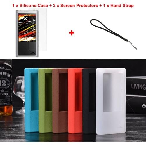 Cortical Texture Soft Silicone Case For Sony Walkman NW-ZX300 ZX300 ZX300A Full Protective Skin Case Screen Protector Hand Strap