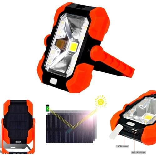 Portable Spotlight Work LED Light USB Rechargeable Flashlight Solar energy Light Built-in 4400mAh Battery For Hunting Camping