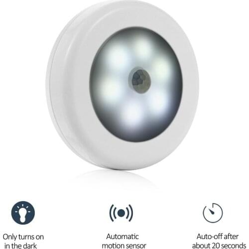 Clearance Sale 6LEDs Motion Sensing Stick on Anywhere Cabinet Light(Bubble Bag Packing) White Color