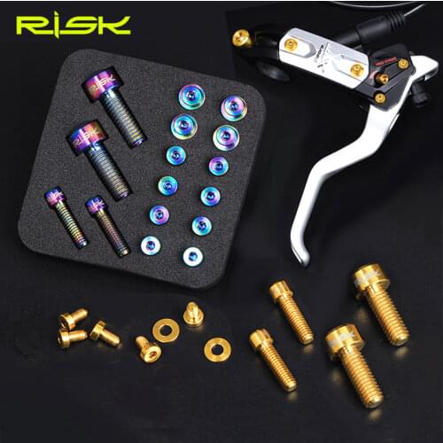 RISK 20pcs/set Mountain Bike Brake Handle Lever Screw Titanium MTB Bicycle XT775 Hydraulic Disc Brake Oil Cylinder Lid Bolts