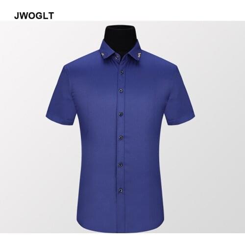 2020 Summer New Mens Casual Short Sleeved Shirt White Black Male Slim Fit Shirt for Men Social Button Down Shirts 4XL 5XL