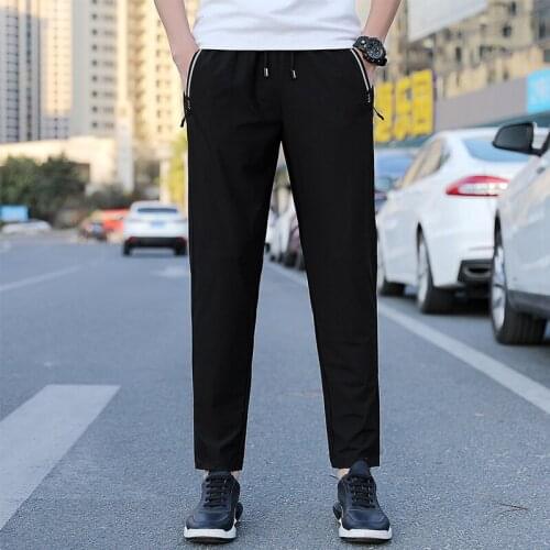 Boys' Ice Silk Air Conditioning Pants MenS Summer Super Thin Casual Silk Slip Loose Large Korean Fast Drying Sports Trousers