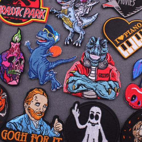 Jurassic Park Dinosaur Patch Diy Punk Embroidered Patch For Clothing Thermoadhesive Patches Iron On Patches On Clothes Stickers