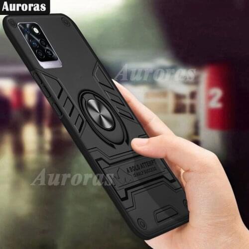 Auroras Shockproof Rhinoceros Armor Case For Infinix Note 10 Pro Finger Ring Magnetism Holder Case For Infinix Note10 Pro Cover