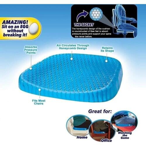 Comfort Orthopedic Chair Seat Cushion Gel Seat Cushion Honeycomb Non-Slip Home Office Seat Cushion For Pressure Relief