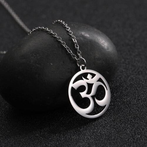 Unift Buddhism Hindu Yoga Om Aum Necklace For Men Women Supernatural Talisman Stainless Steel Amulet Jewelry Gifts 2021