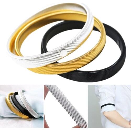 YJSFG HOUSE Unisex Stretchy Elastic Metal Sleeve Garters Mens Elasticated Arm Band Shirt Sleeve Holder