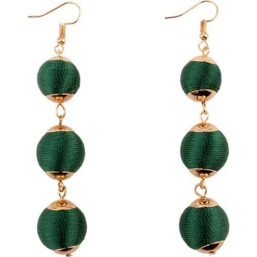 Gold Color Metal Bead Ball Pendant Drop Dangle Earrings for Women Florate Brand Rope Thread Handmade Statement Earrings Online