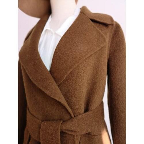 Women Wool Coat 2018 New Fashion High Quality Designer Womens Classic Long Handmade Alpaca Outerwear Notched Collar Woolen Coat