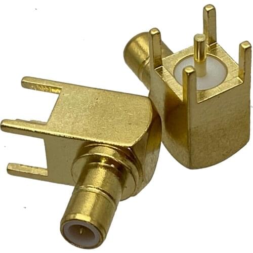 10PCS Connector SMB male plug solder PCB mount RF COAXIAL right angle
