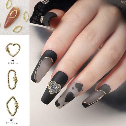 10 Pcs Nail Studs Heart 3D Nail Art Decoration Ultra-thin Metal Nail art Diamond Rivet Decal DIY DIY Nail Charms Nail Jewelry