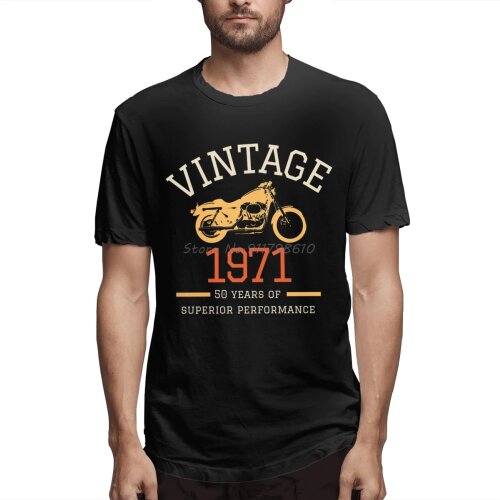 1971 50 Years Old Birthday Gift Retro Motorcycle T Shirt Cotton Custom Short Sleeve Tshirt Men Cotton Tees Streetwear Harajuku