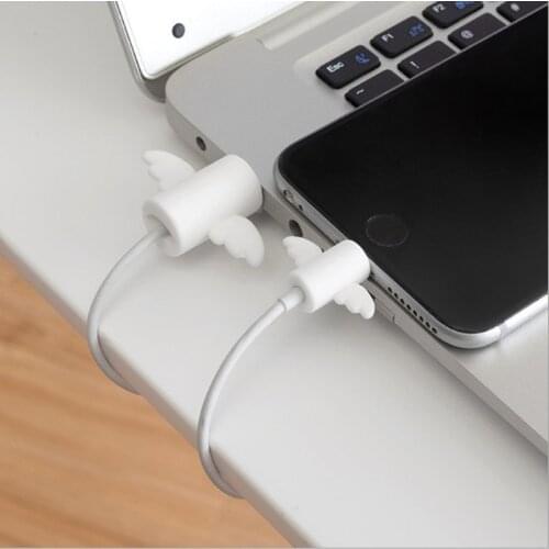 2PCS Cartoon little angel Cover Cable Protector USB Charging Data Earphone Line Cord Cable Winder Protection Sleeve For iPhone